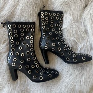 Zara Black Boots with Gold Eyelets